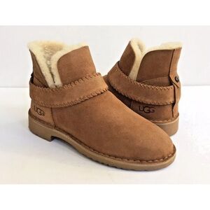 UGG MCKAY CHESTNUT SUEDE SHEARLING ANKLE BOOTS